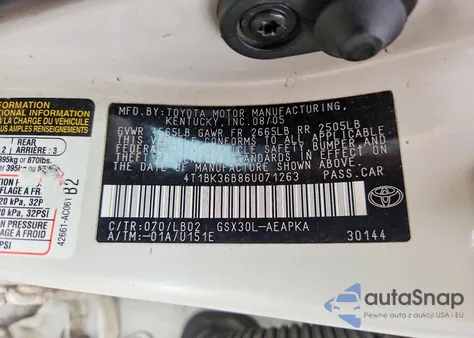 2006 Toyota Avalon Limited from USA, damaged, VIN 4T1BK36B86U071263